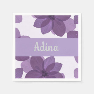 Lila Blume Bas Mitzva napkin mit Namen Serviette