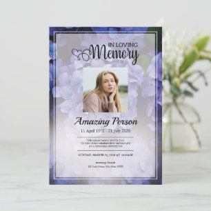 Lila Blume Beerdigungsauftrag Einladung