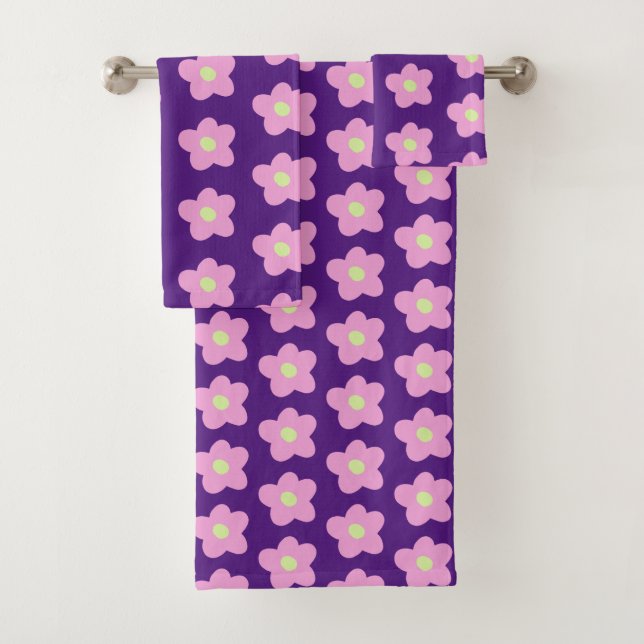 Lila Blume blüht Badhandtuch Set (Insitu)