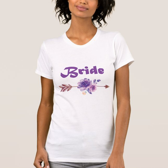 Lila Blume Brautparty-Bride T-Shirt (Vorderseite)