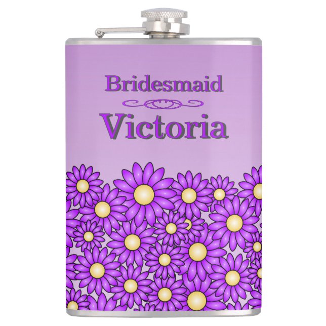 Lila Blume Bridesmaid Flask Flachmann (Vorderseite)