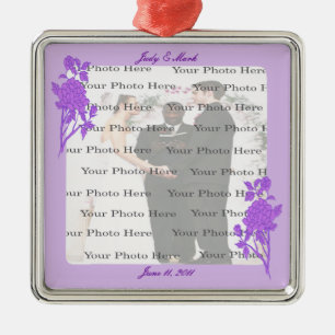 Lila Blume Custom Square Silver Ornament Aus Metall