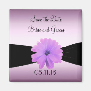 Lila Blume der Black Ribbon Save the Date Magnet