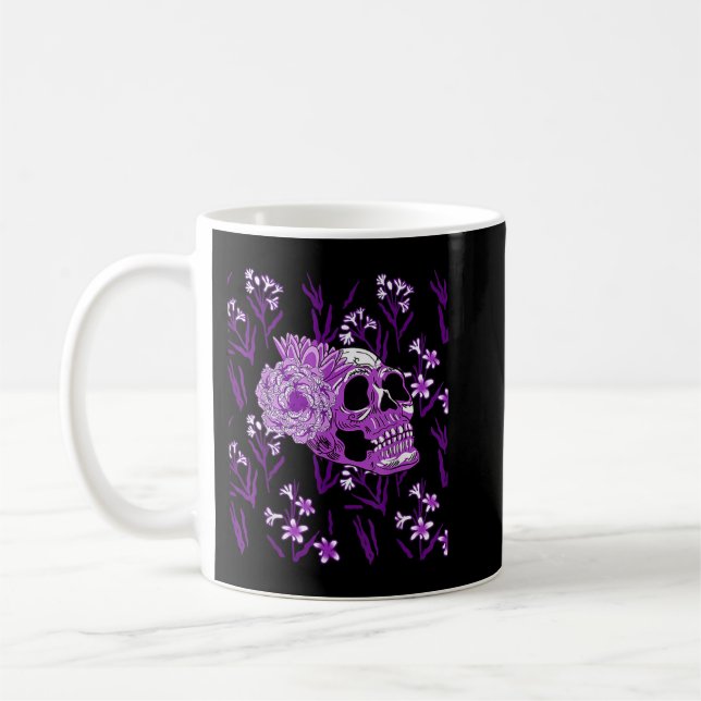 Lila Blume des Schädels Coole Beängstigende Blüten Kaffeetasse (Links)