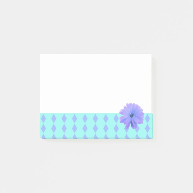 Lila Blume Diamant-Schnittlinie Post-it Klebezettel (Vorderseite)