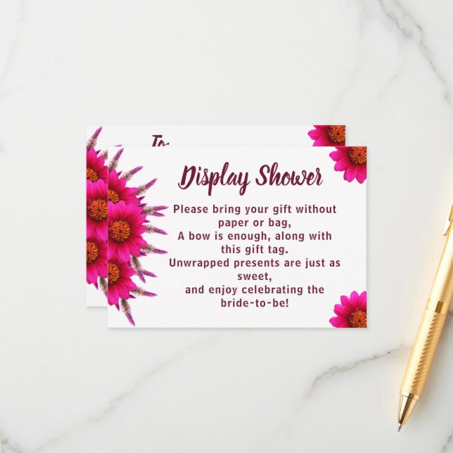 Lila Blume Display Bridal Polterabend Begleitkarte (Vorderseite/Rückseite Beispiel)