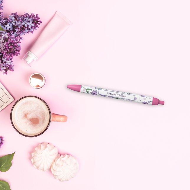 Lila Blume Ditsy-Stil Mit Monogramm Kugelschreiber (Von Creator hochgeladen)