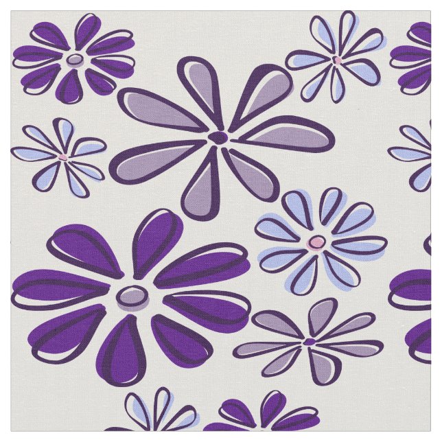 Lila Blume Doodle Fabric Stoff (Nahaufnahme)
