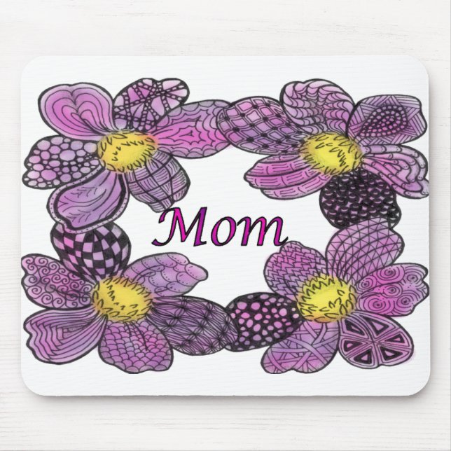 Lila Blume Doodled MAMA Design Mousepad (Vorne)