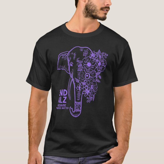 Lila Blume Elephant Alzheimer's Awareness Mama G T-Shirt (Vorderseite)