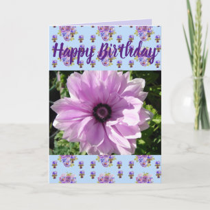 Lila Blume Floral Foto Happy Birthday Card Karte