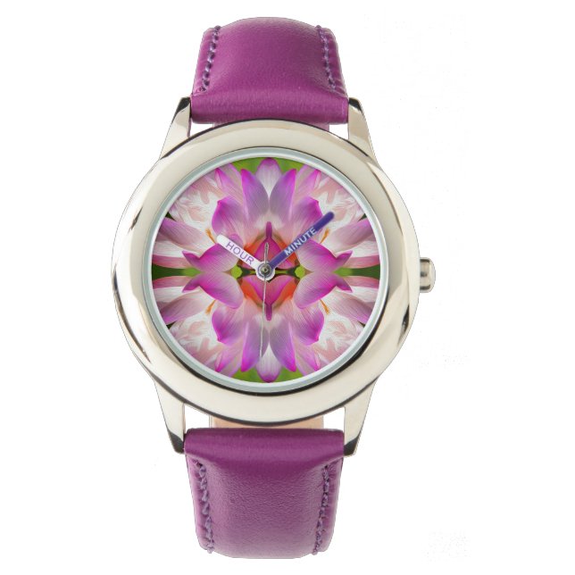 LILA BLUME - Fraktal Art - Armbanduhr (Vorderseite)
