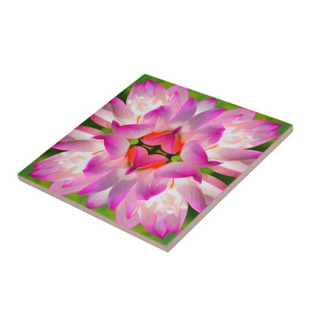 LILA BLUME - Fraktal Art - Fliese (Seite)