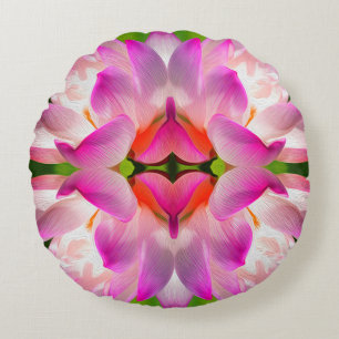 LILA BLUME - Fraktal Art - Rundes Kissen