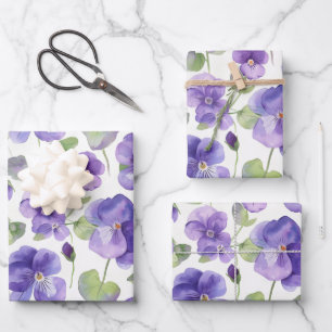 Lila Blume für Wasserfarben Geschenkpapier Set