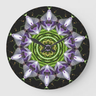 Lila Blume Große Wanduhr