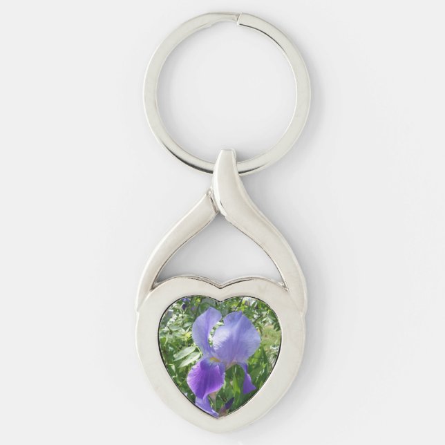 Lila Blume Herzkette Schlüsselanhänger (Vorderseite)