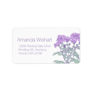 Lila Blume Hochzeitstitel Adressaufkleber
