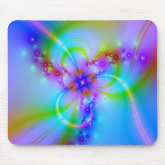 Lila Blume im Blau Mousepad (Vorne)