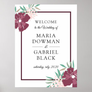 Lila Blume im Garten. Botanisches Schildplakat Poster