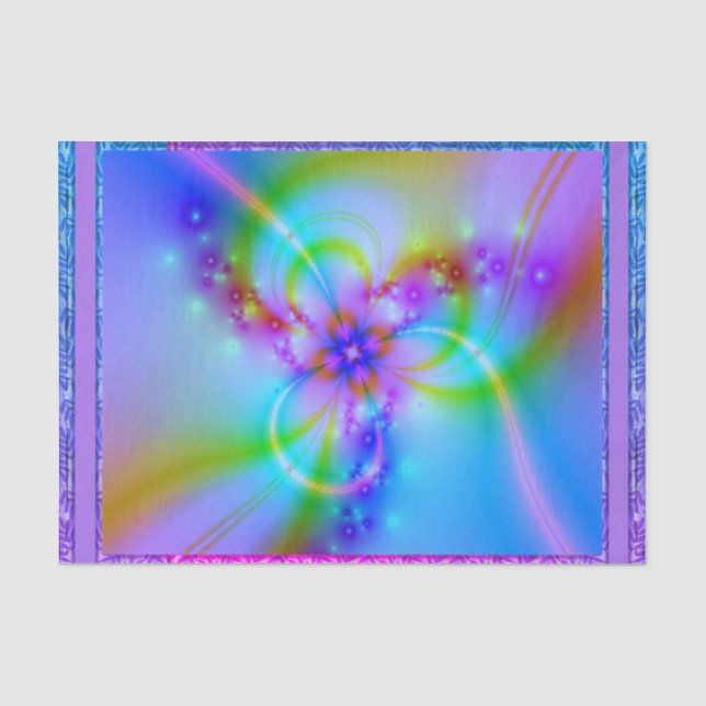 Lila Blume in Blau Seidenpapier (Vorderseite)
