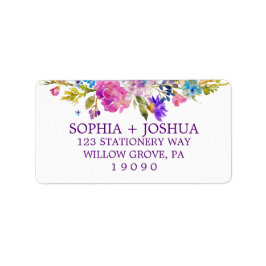 Lila Blume in Rosa und Blau Adressaufkleber