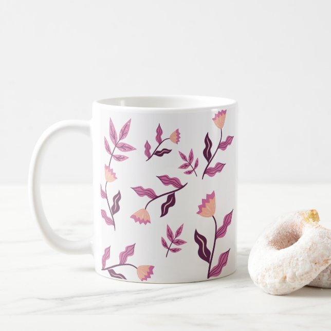 Lila Blume Kaffeetasse (Mit Donut)