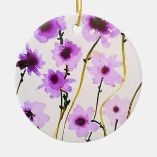 Lila Blume Keramik Ornament