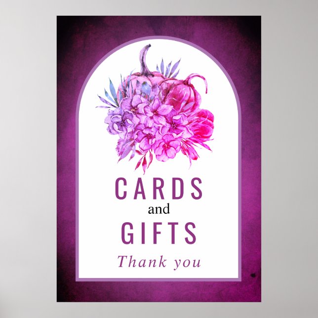 Lila Blume Kürbiskarten und Geschenke Poster (Vorne)