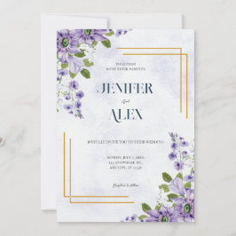 Lila Blume Lavante Floral Wedding Einladung