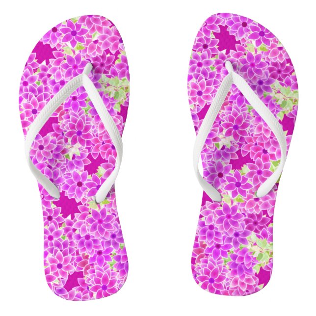 Lila Blume, Lavendel und Pflaume, Pflaumenuntergru Flip Flops (Fußbett)