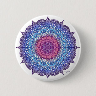 Lila Blume Leaf Mandala Button