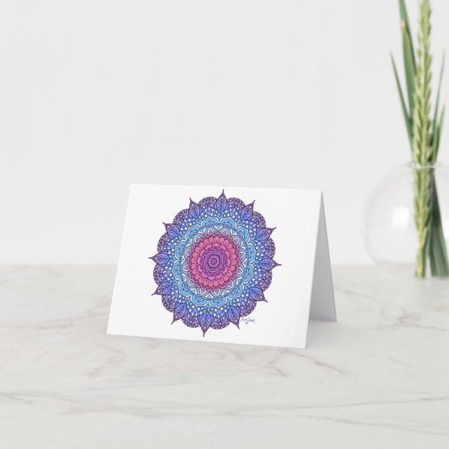 Lila Blume Leaf Mandala Karte (Vorderseite)