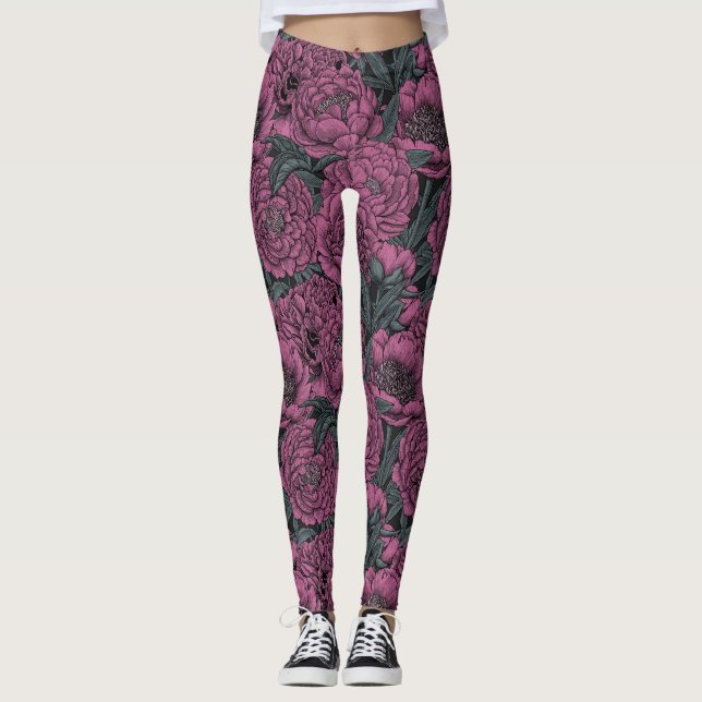 Lila Blume Leggings (Vorderseite)