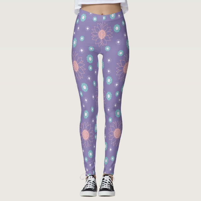 Lila Blume Leggings - Chic & Comfy Fit (Vorderseite)