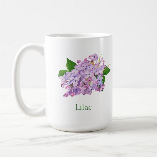 lila Blume lila Wasserfarbe Kaffeetasse (Links)