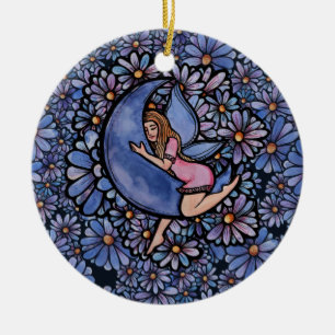 Lila Blume Moon Fairy Keramik Ornament