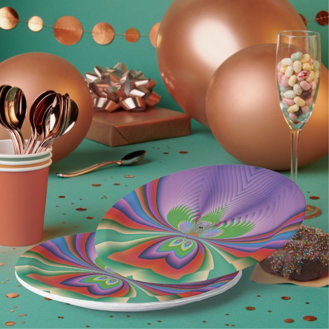 Lila Blume Pappteller (Multi)
