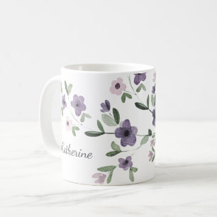 lila Blume personalisierter Name Kaffeetasse