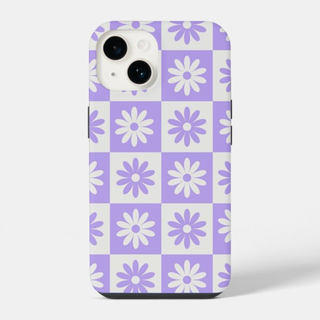 Lila Blume-Prüfplatinenmuster iPhone Hülle (Rückseite)