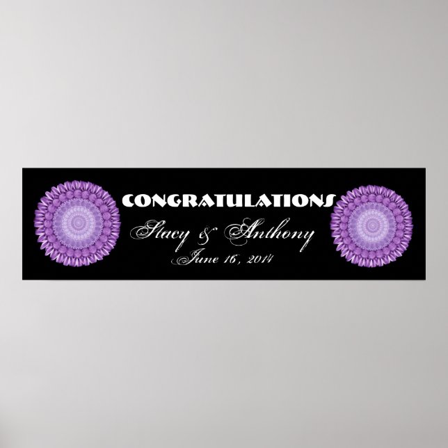 Lila Blume Räder Hochzeit oder Verlobung Banner Poster (Vorne)