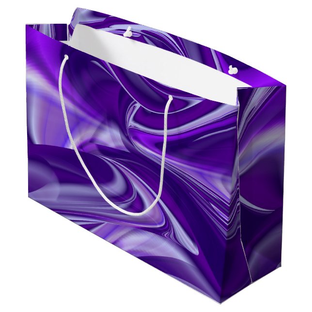 Lila Blume Regenbogen Träume Große Geschenktüte (Rückseite Schrägansicht)