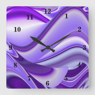 Lila Blume Regenbogen Träume Quadratische Wanduhr