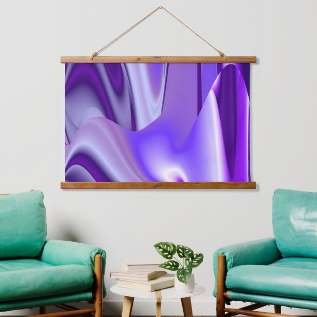 Lila Blume Regenbogen Träume Wandteppich Mit Holzrahmen (Wohnzimmer)