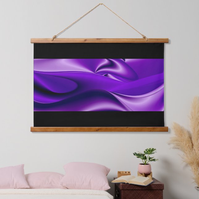 Lila Blume Regenbogen Träume Wandteppich Mit Holzrahmen (Schlafzimmer)