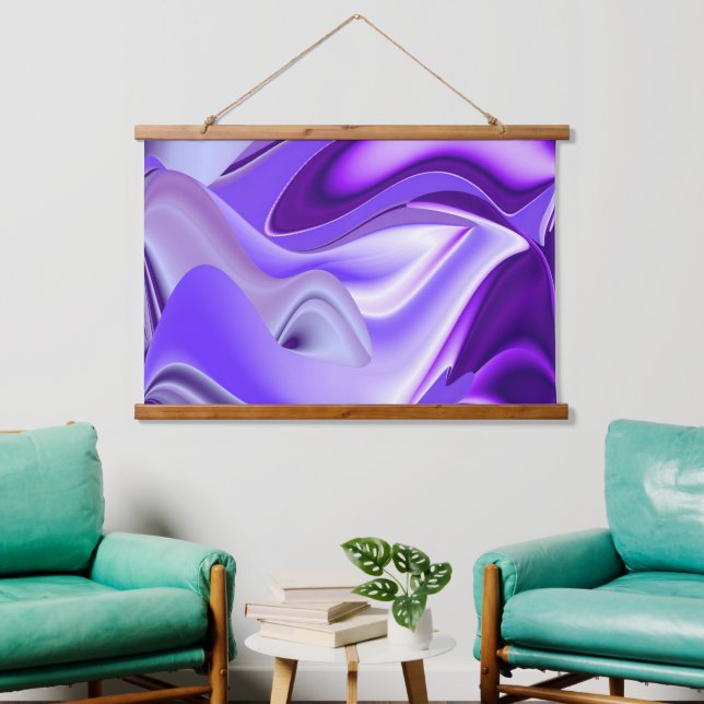 Lila Blume Regenbogen Träume Wandteppich Mit Holzrahmen (Wohnzimmer)