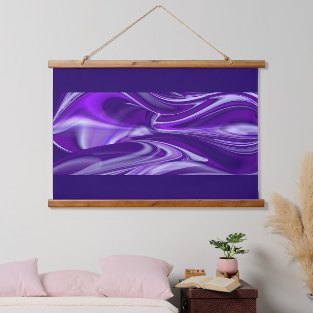 Lila Blume Regenbogen Träume Wandteppich Mit Holzrahmen (Schlafzimmer)