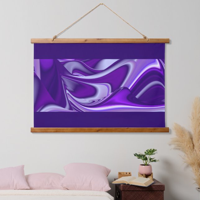 Lila Blume Regenbogen Träume Wandteppich Mit Holzrahmen (Schlafzimmer)