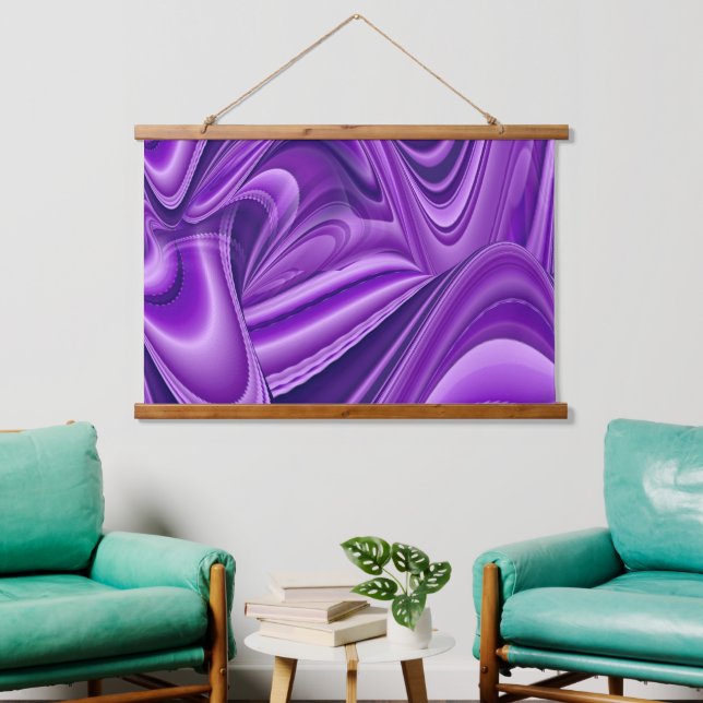 Lila Blume Regenbogen Träume Wandteppich Mit Holzrahmen (Wohnzimmer)