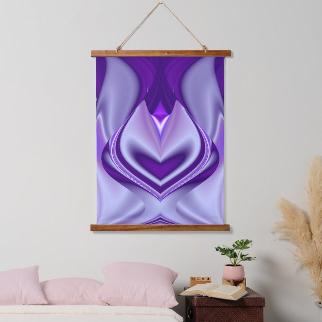 Lila Blume Regenbogen Träume Wandteppich Mit Holzrahmen (Schlafzimmer)